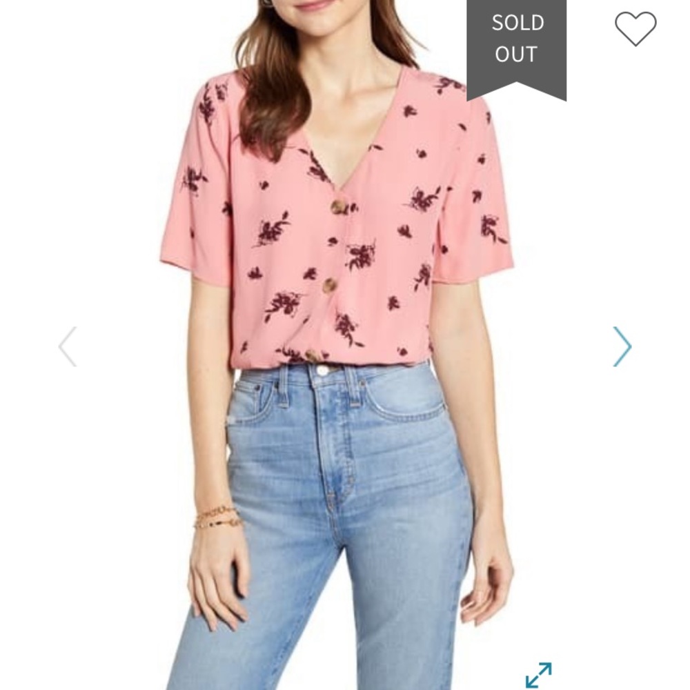 Pink Floral Something Navy Easy Woven Top